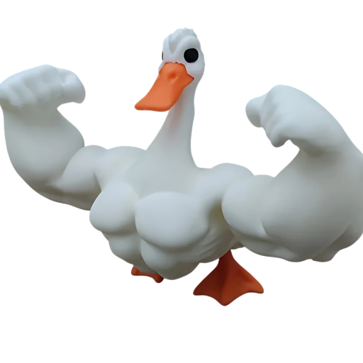 Dekorativ figur af muskuløs gås 3D print Sjov boligindretning original figur til bord, hylde eller kommode