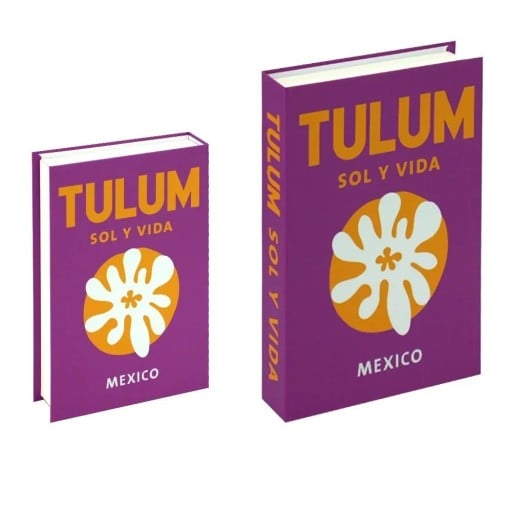 Dekoratív Hamis könyv Tulum Sol y Vida Neotevřená Kniha Stílusos Dekoráció Mexikói Dizájn