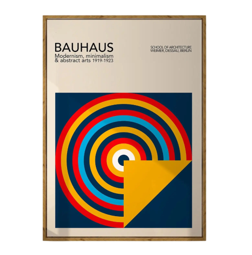 Dekoratív plakát 40 x 60 cm Színes absztrakt körök Bauhaus geometriai kompozíció Modern falikép Vászonnyomtatás Keret nélkül
