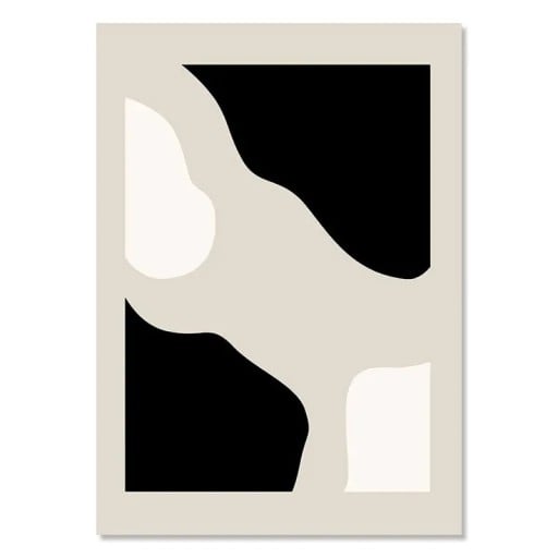 Dekorativ plakat til væg abstrakte minimalistiske former 30 x 40 cm lærredstryk sort-beige udførelse uden ramme interiør