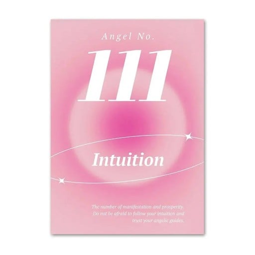 Dekorativ plakat til væg engel nummer 111 Intuition 30 x 40 cm tryk på lærred rosa design uden ramme indretning