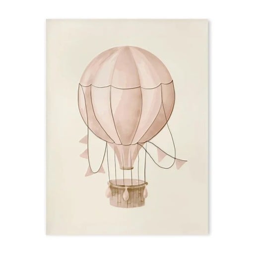 Dekorativ plakat til væggen med luftballon 40 x 60 cm lærredstryk lyserøde fine nuancer uden ramme dekoration til børneværelset