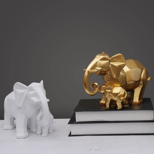 Dekorativ statue af en elefant og en babyelefant