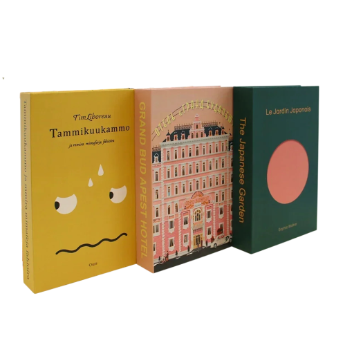 Dekorativa falska böcker 3 st Oöppningsbara designböcker Tammikuu Grand Budapest Japansk Trädgård dekoration