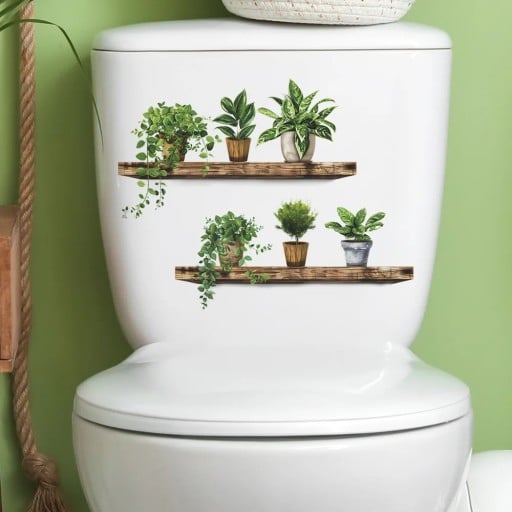 Dekorative WC-Wassertankaufkleber mit Blumenmotiv auf dem Regal, Aufkleber für die Toilette, Einfache Anwendung, Elegante natürliche Dekoration für das Badezimmer