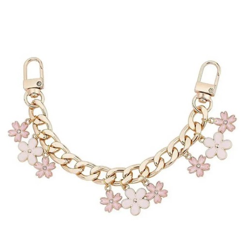 Dekorativer Kettenanhänger für Handtaschen Goldene Kette mit bunten kleinen Blümchen Metalllegierung Dekorativer Kettenanhänger für Handtaschen