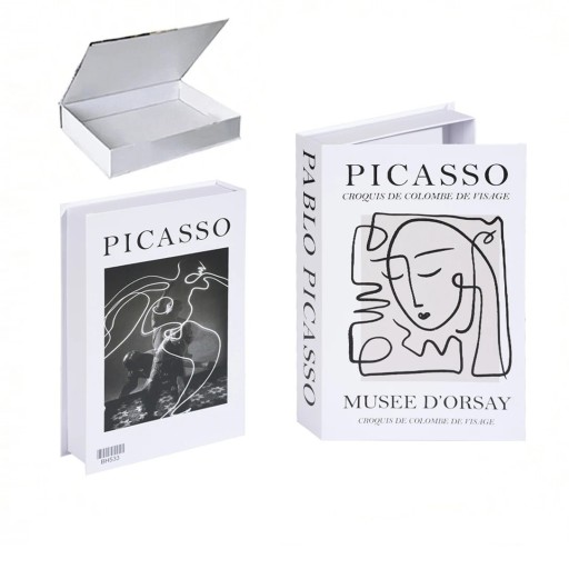 Dekoratívna falošná kniha PABLO PICASSO s minimalistickým portrétom a dizajnom