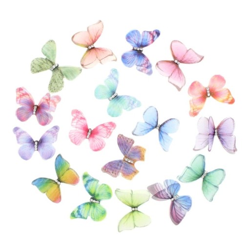 Dekoratívne motýle z organzy 50 ks