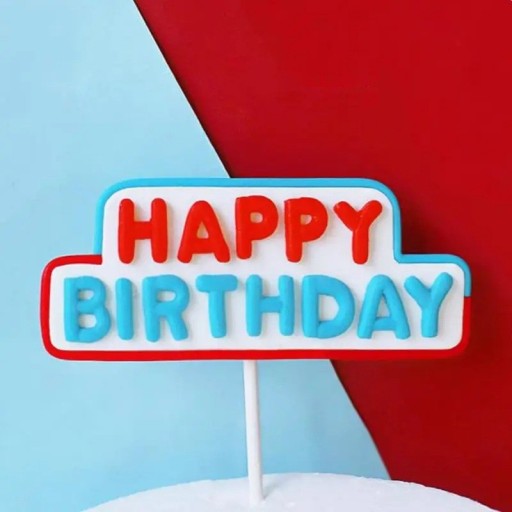 Dekoratívne zapichovátko s plastickým nápisom Happy Birthday Ozdoba na narodeninovú tortu