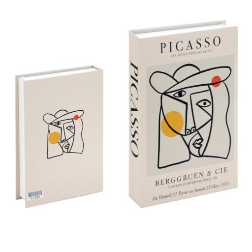 Dekorativní falešná kniha s úložným prostorem, otevíratelná, design Picasso