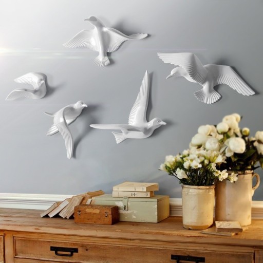Dekorativní holubice na stěnu 5 ks