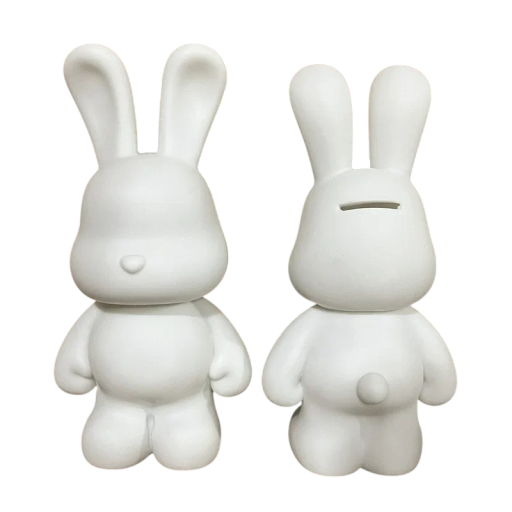 Dekorativní králík kasička 23 x 12 cm DIY figurka z pryskyřice k polití barvou Kreativní malování spoření peněz designová dekorace