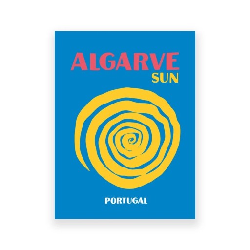 Dekorativní plakát na stěnu Algarve Portugalsko letní grafický motiv 30 x 42 cm plátěný tisk modrý design bytová dekorace bez rámu