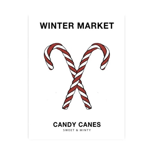 Dekorativní plakát na zeď vánoční motiv cukrové hůlky 21 x 30 cm plátěný tisk červenobílý měkký plakát do interiéru bez rámu