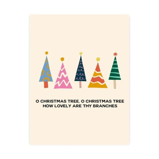 Dekorativní plakát na zeď vánoční stromky barevný motiv 40 x 50 cm tisk na plátno vícebarevný měkký plakát do interiéru bez rámu