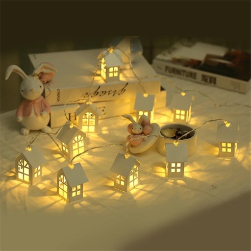 Dekorativní svítící domečky - 10 kusů