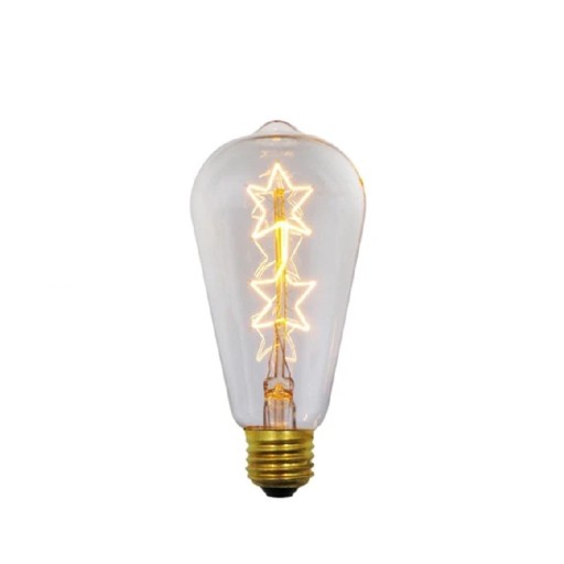 Dekorativní žárovka s hvězdami ST64 Patice E27 40 W 220 V Úhel svícení 360° Čiré sklo Rozměry 142 x 64 mm Do lustru i závěsného svítidla