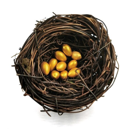 Dekorativt bo med ägg
