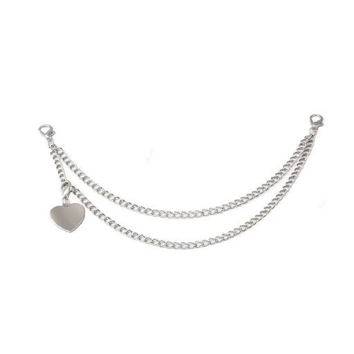 Dekorativt dubbelkedja för handväska med hjärtanhang 26 x 31 cm Metalllegering Silver dekorativt kedja för handväska ersättningskort handtag