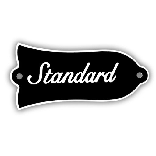 Deksel voor elektrische gitaar Gibson Standard Decoratieve label in de vorm van een bel met de tekst Standard Elegante retro accessoire voor gitaristen