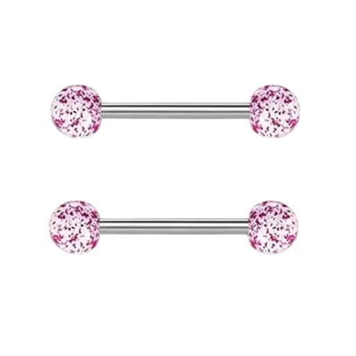 Delicate Shiny Body Jewellery for Women and Girls Pair of Nipple Decorations with Smooth Design Piercing 1.6 mm