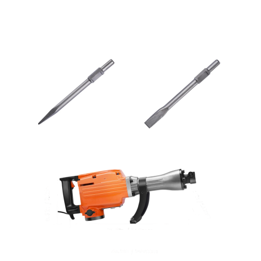 Demoliční sbíjecí kladivo 2200 W s 2 sekáči 650 mm hliníková konstrukce oranžovo černé pro bourací a stavební práce