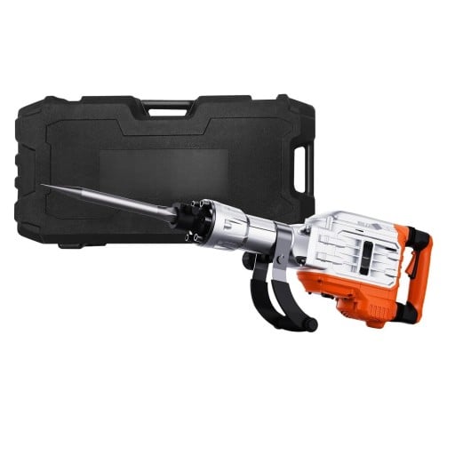 Demoliční sbíjecí kladivo 2200 W se 4 sekáči 650 mm hliníková konstrukce oranžovo černé pro bourací a stavební práce