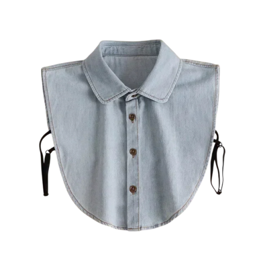 Denim falsk krage för kvinnor Snygg avtagbar krage Elegant damaccessoar för blus, tröja eller klänning Modedekoration