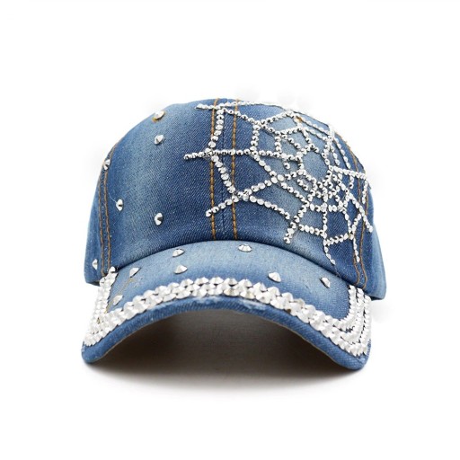 Denimkeps för kvinnor med strass T8