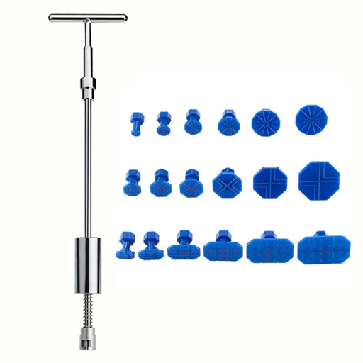 Denting Repair Set 18 Piece Glue Attachments with T-Puller and 44 cm Extension Bar Manual Car Body Repair