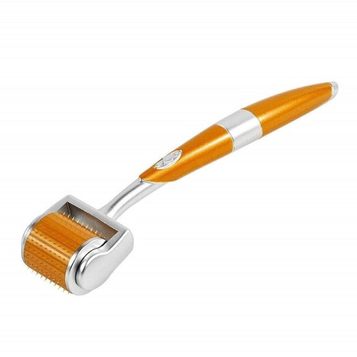Derma roller con punte in titanio 0,75 mm Rullo massaggiante con microaghi per la riduzione delle rughe Rullo facciale ad aghi per migliorare la circolazione sanguigna Meso roller in titanio per il trattamento del viso 13,9 x 3,1 cm