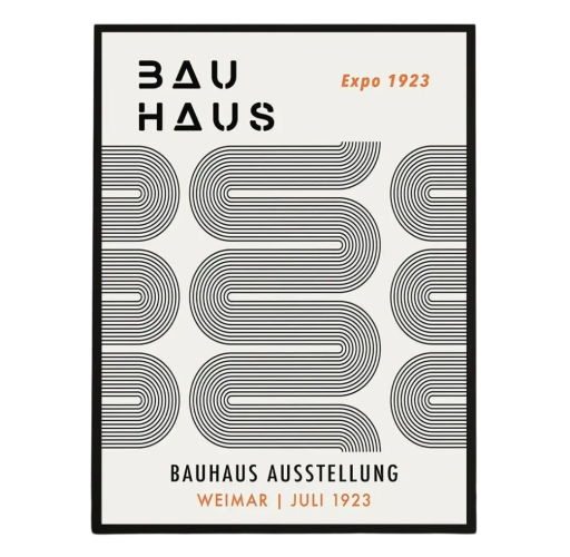 Design Plakát a Falra 30 x 40 cm Bauhaus Fekete Fehér Geometria Minimalista Modern Kép Vászonnyomtatás Keret Nélkül Dekoráció