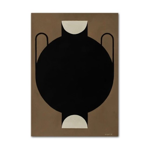 Designový plakát na zeď černá váza minimalistický motiv 20 × 30 cm tisk na plátno hnědé pozadí moderní dekorace do interiéru bez rámu
