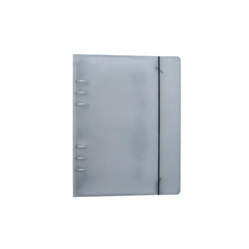 Deski A5 din plastic transparent alb cu mecanism cu inele și elastic