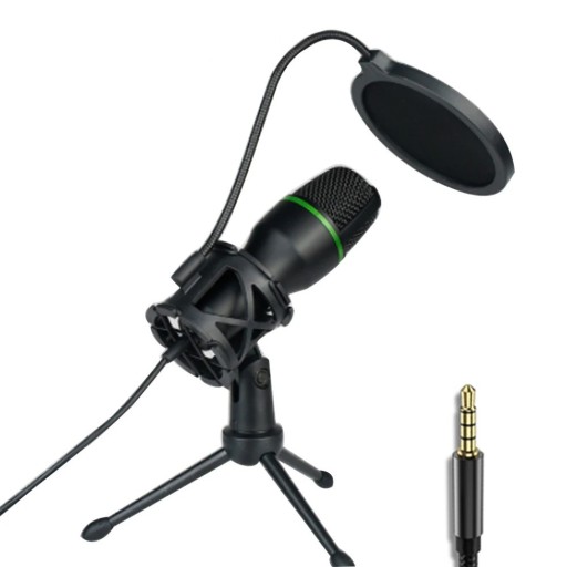 Desktop-Mikrofon mit 3,5-mm-Klinkenstecker für Computer und Laptop Einstellbarer Halter Rauschfilter Treiberlos Plug-and-Play