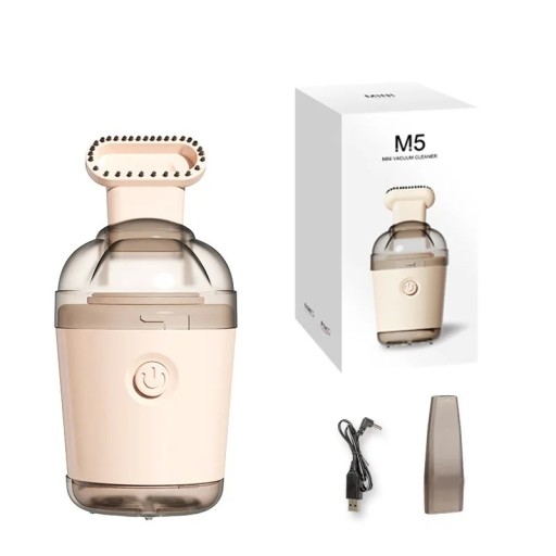 Desktop Mini Vacuum Cleaner 106x66x55 mm USB Rechargeable Pink Handheld Cleaner for Crumbs and Dust Powerful Portable Vacuum with Brush 500mAh