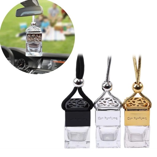 Désodorisant de voiture suspendu, bouteille de parfum en verre, huiles essentielles, bouteille d'arôme, miroir, décoration intérieure