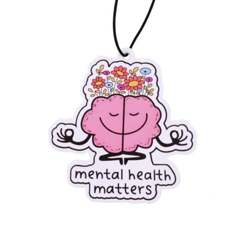 Désodorisant suspendu pour voiture cerveau avec fleurs inscription la santé mentale compte pendentif parfumé décoration colorée intérieure