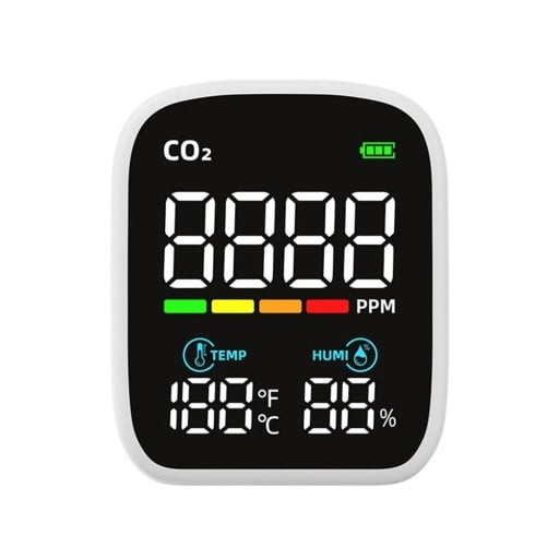 Detector de CO2 portátil 3 en 1 con pantalla LCD, sin Wi-Fi, medición de temperatura y humedad de dióxido de carbono, medidor de calidad del aire