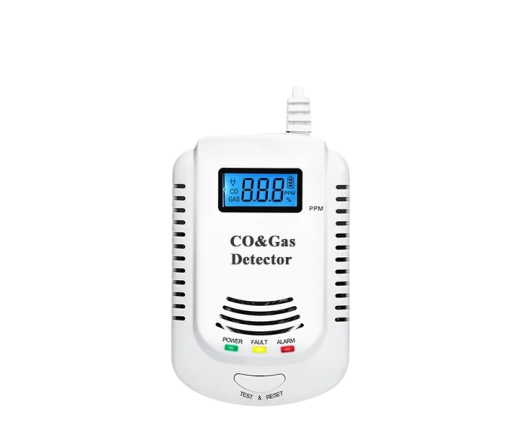 Detetor 2 em 1 de monóxido de carbono CO e gases inflamáveis Metano Propano Gás natural Ecrã LED Alarme sonoro Funcionamento a pilhas Detector de segurança