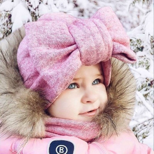 Detská bavlnená čiapka s mašľou