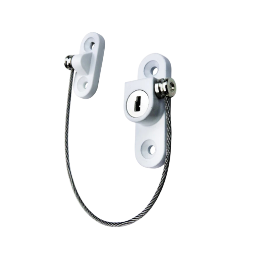 Dětská bezpečnostní pojistka s lankem 257 mm 55 × 16 mm kovové lanko plast černá pro skříně dveře nábytek