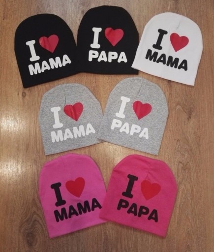 Detská zimná čiapka I LOVE MAMA, I LOVE PAPA