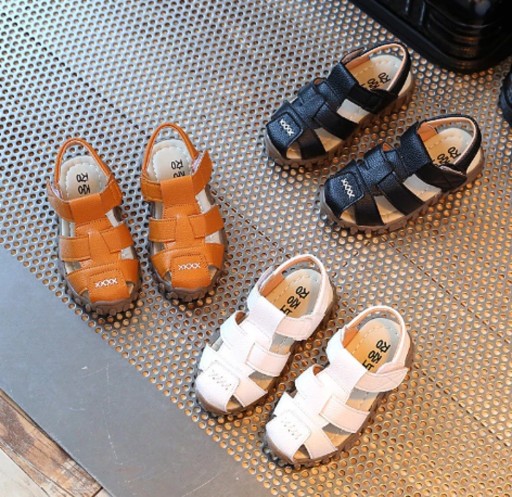 Detské kožené páskové sandále
