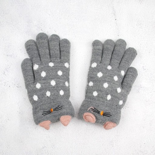 Detské pletené rukavice s bodkami