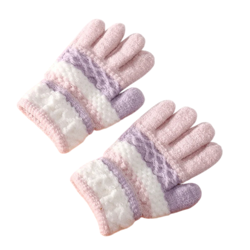 Dětské pletené rukavice s copánkovým vzorem Prstové provedení pro děti 3-8 let Nylon Teplé zimní rukavičky na ven a do školky