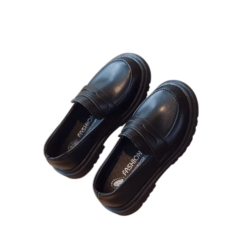 Dětské polobotky Loafers na nazutí bez tkaniček Vyšší profilovaná podrážka z pryže Svršek z PU kůže Unisex obuv do školy i na oslavy