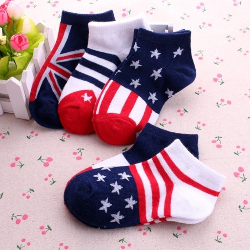 Detské ponožky s potlačou vlajky - 5 párov