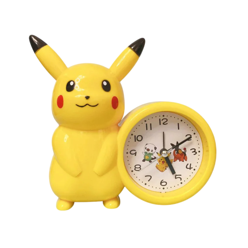 Detské stolné hodiny Pikachu 14 x 14,5 cm Roztomilé hodiny Pokémon Dekorácia do izbičky Žlté hodiny pre deti Nočný stolík