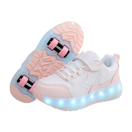 Dětské svítící boty s kolečky unisex LED podešev Suchý zip i tkaničky Svršek z PU kůže Mezipodešev z EVA Pryžová podrážka s dezénem